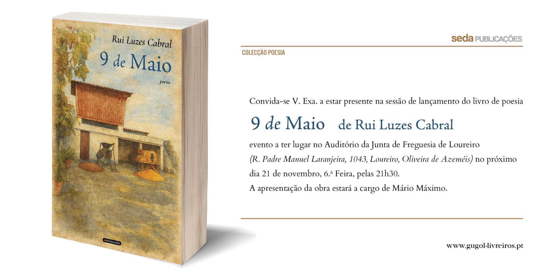 Convite para o lançamento do livro '9 de maio'